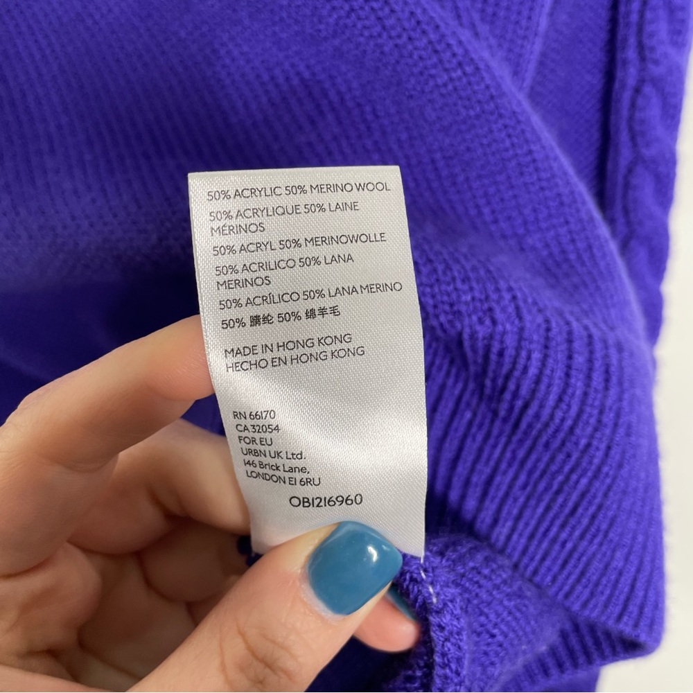 Anthropologie Maeve Purple Cable Sleeve Sweater - Picture 6 of 7